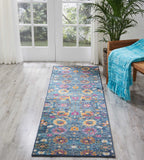Nourison Passion Denim 2'2" x 7'6" Area Rug, Boho, Moroccan, Bed Room, Living Room, Dining Room, Kitchen, Easy Cleaning, Non Shedding, (8' Runner)