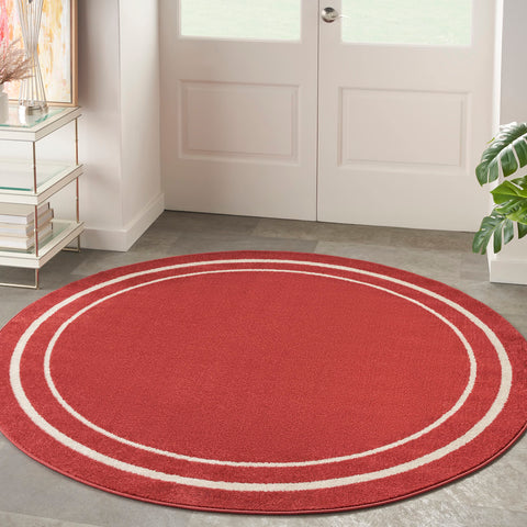 Nourison Essentials 6' x Round Brick/Ivory Contemporary Indoor/Outdoor Rug