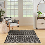 Nourison Positano Indoor/Outdoor Black 4' x 6' Area Rug, Easy Cleaning, Non Shedding, Bed Room, Living Room, Dining Room, Deck, Backyard, Patio (4x6)