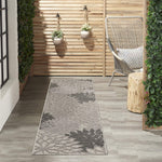 Nourison Aloha Indoor/Outdoor Floral Silver Grey 2' x 6' Area Rug, (6' Runner)