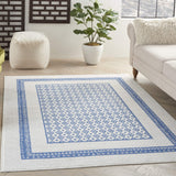 Nourison Whimsicle Geometric Ivory Blue 4' x 6' Area Rug, Easy Cleaning, Non Shedding, Bed Room, Living Room, Dining Room, Kitchen (4x6)