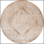 Nourison Astra Machine Washable Beige 5'3" x Round Area Rug, Easy Clean, Non Shedding, Bed Room, Living Room, Dining Room, Kitchen (5' Round)