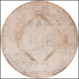 Nourison Astra Machine Washable Beige 5'3" x Round Area Rug, Easy Clean, Non Shedding, Bed Room, Living Room, Dining Room, Kitchen (5' Round)