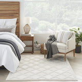 Nourison Easy Care Moroccan Ivory/White 5' x 7' Area Rug, Trellis, Easy Cleaning, Non Shedding, Bed Room, Living Room, Dining Room, Backyard, Deck, Patio (5x7)