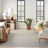 Nourison Serenity Home Geometric Light Grey 5'3" x 7'3" Area Rug, Easy Clean, Non Shedding, Bed Room, Living Room, Dining Room, Backyard, Deck, Patio (5x7)
