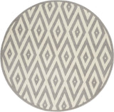 Nourison Grafix Geometric White/Grey 5'3" x Round Area -Rug, Easy -Cleaning, Non Shedding, Bed Room, Living Room, Dining Room, Kitchen (5 Round)