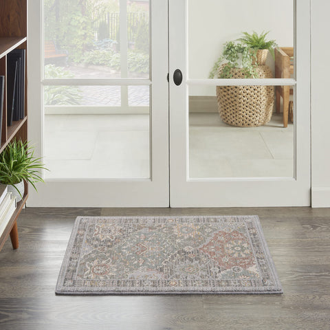 Nourison Parisa Bohemian Grey/Multi 2' x 3' Area -Rug, Easy -Cleaning, Non Shedding, Bed Room, Living Room, Dining Room, Kitchen (2x3)