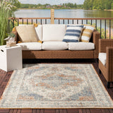 Nourison Essentials Indoor/Outdoor Beige Blue 5' x 7' Area Rug, Non Shedding, Bed Room, Living Room, Dining Room, Backyard, Deck, Patio (5x7)