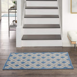 Nourison Aloha Indoor/Outdoor Blue/Grey 2'8" x 4' Area Rug, Easy Cleaning, Non Shedding, Bed Room, Living Room, Dining Room, Deck, Backyard, Patio (3x4)