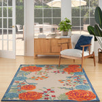 Nourison Aloha 4' x 6' Ivory Multicolor Fabric Outdoor Area Rug (4' x 6')