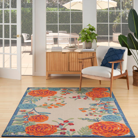Nourison Aloha 4' x 6' Ivory Multicolor Fabric Outdoor Area Rug (4' x 6')