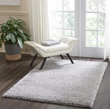 Nourison Malibu Shag Solid Silver Grey 3'11" x 5'11" Area-Rug, Easy-Cleaning, Non Shedding, Bed Room, Living Room, Dining Room, Kitchen (4x6)