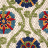 Nourison Aloha Indoor/Outdoor Blue/Multicolor 2'8" x 4' Area -Rug, Easy -Cleaning, Non Shedding, Bed Room, Living Room, Dining Room, Deck, Backyard, Patio (3x4)