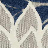 Nourison Aloha Indoor/Outdoor Floral Ivory/Navy 5'3" x Round Area Rug, (5' Round)