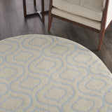 Nourison Jubilant Trellis Ivory/Blue 5'3" x Round Area -Rug, Easy -Cleaning, Non Shedding, Bed Room, Living Room, Dining Room, Kitchen (5 Round)
