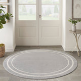 Nourison Essentials 6' x Round Grey/Ivory Contemporary Indoor/Outdoor Rug