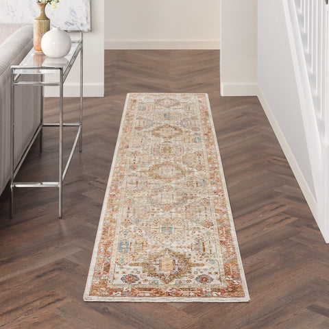 Nourison Petra Traditional Traditional Vintage Ivory/Multi 2'3" x 10'2" Area Rug, Easy Clean, Non Shedding, Bed Room, Living Room, Dining Room, Kitchen (2x10)