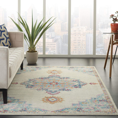 Nourison Passion Transitional Grey/Multi 5'3" x 7'3" Area -Rug, Easy -Cleaning, Non Shedding, Bed Room, Living Room, Dining Room, Kitchen (5x7)