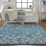 Nourison TRA04 Tranquil Bohemian Floral Turquoise Area Rug 4' X 6'