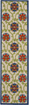 Nourison Aloha Indoor/Outdoor Blue/Multicolor 2' x 6' Area -Rug, Easy -Cleaning, Non Shedding, Bed Room, Living Room, Dining Room, Deck, Backyard, Patio (2x6)