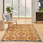 Nourison Aloha Indoor/Outdoor Multicolor 3'6" x 5'6" Area Rug, Easy Cleaning, Non Shedding, Bed Room, Living Room, Dining Room, Patio, Deck, Backyard (4x6)