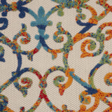 Nourison Aloha Indoor/Outdoor Multicolor 7'10" x Round Area Rug, Transitional, French Country, Easy Cleaning, Non Shedding, Bed Room, Kitchen, Living Room, Deck, Backyard, (8' Round)