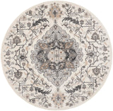 Nourison Elation Transitional Ivory Grey 5'3" x Round Area -Rug, Easy -Cleaning, Non Shedding, Bed Room, Living Room, Dining Room, Kitchen (5 Round)