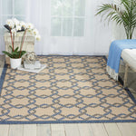 Nourison CRB16 Indoor/Outdoor Area Rug, 9'3"x12'9", Ivory Blue