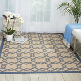 Nourison CRB16 Indoor/Outdoor Area Rug, 9'3"x12'9", Ivory Blue