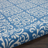 Nourison Grafix Damask Blue 8' x Round Area Rug, Easy Cleaning, Non Shedding, Bed Room, Living Room, Dining Room, Kitchen (8 Round)