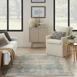 Nourison Astra Machine Washable Traditional Silver Blue 4' x 6' Area -Rug, Easy -Cleaning, Non Shedding, Bed Room, Living Room, Dining Room, Kitchen (4x6)