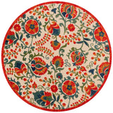Nourison Aloha Indoor/Outdoor Red Multicolor 5'3" x Round Area -Rug, Easy -Cleaning, Non Shedding, Bed Room, Living Room, Dining Room, Backyard, Deck, Patio (5 Round)