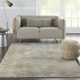 Nourison Solace Modern Abstract Grey/Beige 5'3" x 7'3" Area Rug, Easy Cleaning, Non Shedding, Bed Room, Living Room, Dining Room, Kitchen, (5' x 7')