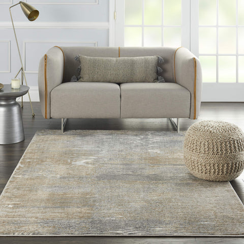 Nourison Solace Modern Abstract Grey/Beige 5'3" x 7'3" Area Rug, Easy Cleaning, Non Shedding, Bed Room, Living Room, Dining Room, Kitchen, (5' x 7')