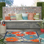 Nourison Aloha Multicolor 5' x Square Area Rug, Easy Clean, Non Shedding, Bed Room, Living Room, Dining Room, Kitchen (5' Square)