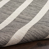 Nourison Positano 4' x 6' Indoor/Outdoor Charcoal Striped Area Rug, Easy-Cleaning, Non-Shedding, Coastal Style, Living Room, Dining Room, Deck, Patio