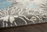 Nourison Passion Charcoal/Blue 6'7" x 9'6" Area Rug, Floral, Farmhouse, Easy Cleaning, Non Shedding, Bed Room, Living Room, Dining Room, Kitchen, (7' x 10')