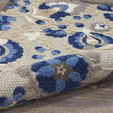Nourison Aloha Indoor/Outdoor Natural/Blue 2'3" x 8' Area Rug, Easy Cleaning, Non Shedding, Bed Room, Living Room, Dining Room, Backyard, Deck, Patio (2x8)