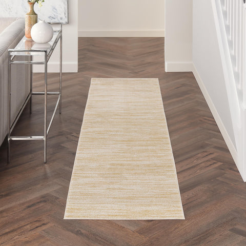 Nourison Essentials 10' Runner Ivory Gold Fabric Area Rug