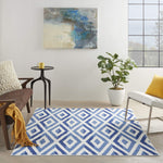 Nourison Whimsicle Diamond Ivory Blue 6' x 9' Area Rug, Easy Cleaning, Non Shedding, Bed Room, Living Room, Dining Room, Kitchen (6x9)
