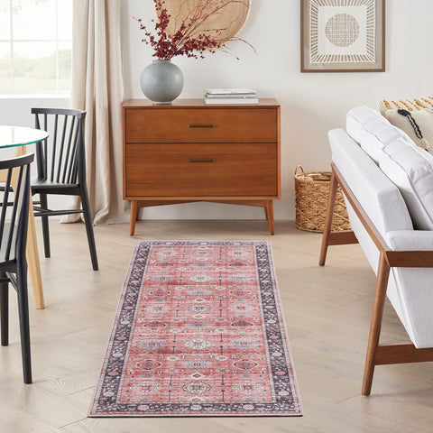 Nourison Fulton Vintage Rust 1'10" x 5' Area -Rug, Easy -Cleaning, Non Shedding, Bed Room, Living Room, Dining Room, Kitchen (2x5)