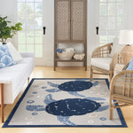 Nourison Aloha Indoor/Outdoor Navy Blue 3'6" x 5'6" Area -Rug, Easy Cleaning, Non Shedding, Bed Room, Living Room, Dining Room, Deck, Patio (3x5)