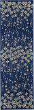 Nourison Tranquil Floral Navy 2'3" x 7'3" Area Rug, Easy Cleaning, Non Shedding, Bed Room, Living Room, Dining Room, Kitchen (2x7)
