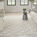 Nourison Jubilant 63x87 Indoor Transitional Fabric Rug in Ivory and Green