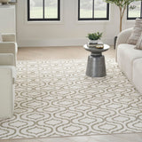 Nourison Jubilant 63x87 Indoor Transitional Fabric Rug in Ivory and Green
