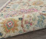 Nourison Passion Ivory/Pink 5'3" x Round Area Rug, Boho, Moroccan, Bed Room, Living Room, Dining Room, Kitchen, Easy Cleaning, Non Shedding, (5' Round)