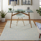 Nourison Jubilant Trellis Ivory/Blue 5'3" x 7'3" Area -Rug, Easy -Cleaning, Non Shedding, Bed Room, Living Room, Dining Room, Kitchen (5x7)