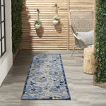 Nourison Aloha 8' Runner Blue Gray Fabric Farmhouse Area Rug (8' Runner)