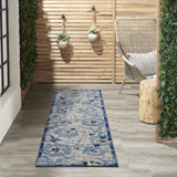 Nourison Aloha 8' Runner Blue Gray Fabric Farmhouse Area Rug (8' Runner)