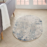 Nourison Concerto Abstract Ivory Grey Blue 3' x 5' Oval Area -Rug, Easy -Cleaning, Non Shedding, Bed Room, Living Room, Dining Room, Kitchen (3x5)